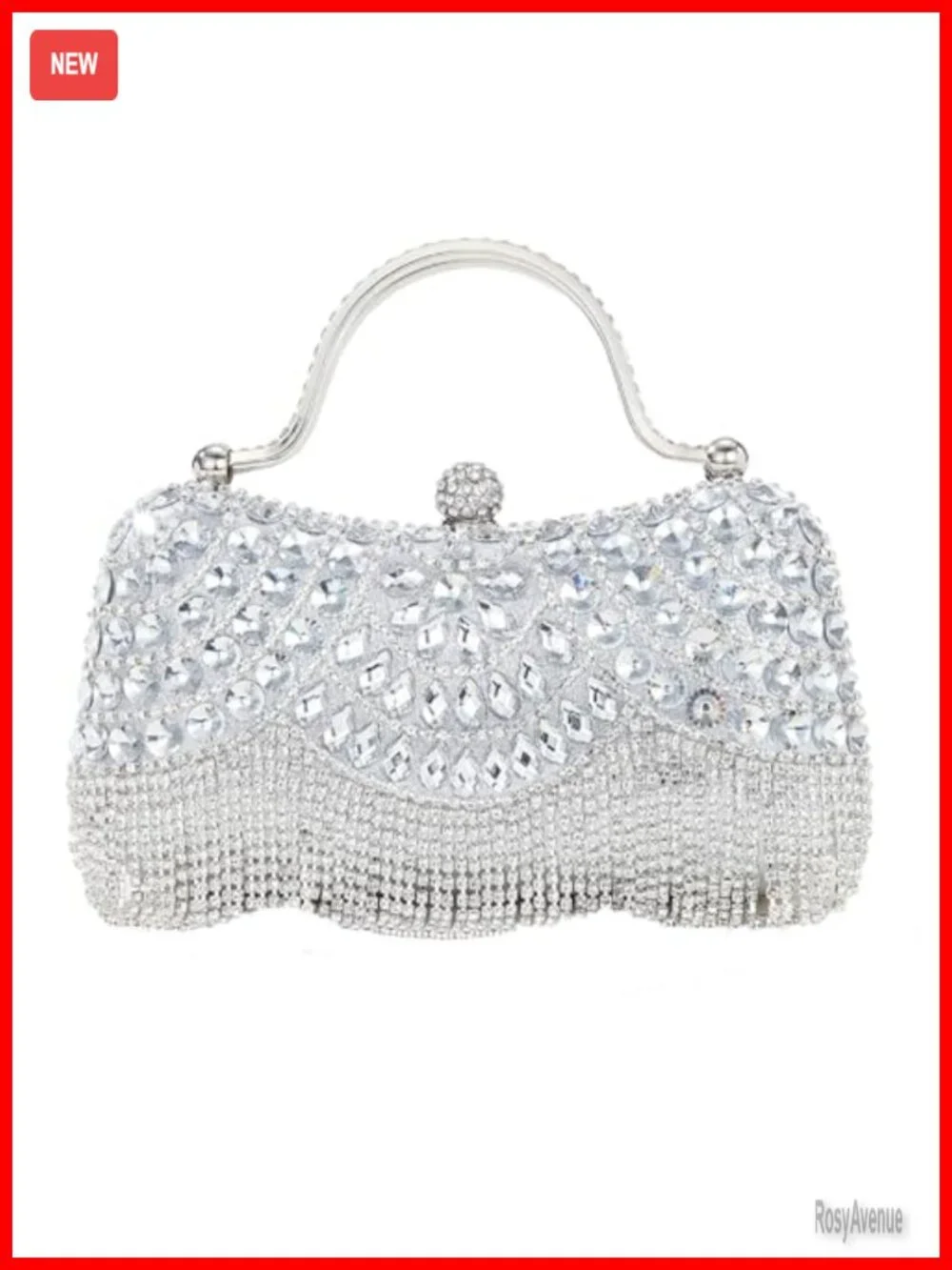Fringe Rhinestone Clutch Evening Bag Mini Diamond Crossbody Purse